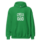 Unisex Child of God Hoodie with faith-based text design, in premium cotton blend, shown on hanger for streetwear styling