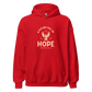 Front view of unisex Future Full of Hope Hoodie in eco-friendly cotton blend with embroidered design