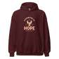 Front view of unisex Future Full of Hope Hoodie in eco-friendly cotton blend with embroidered design