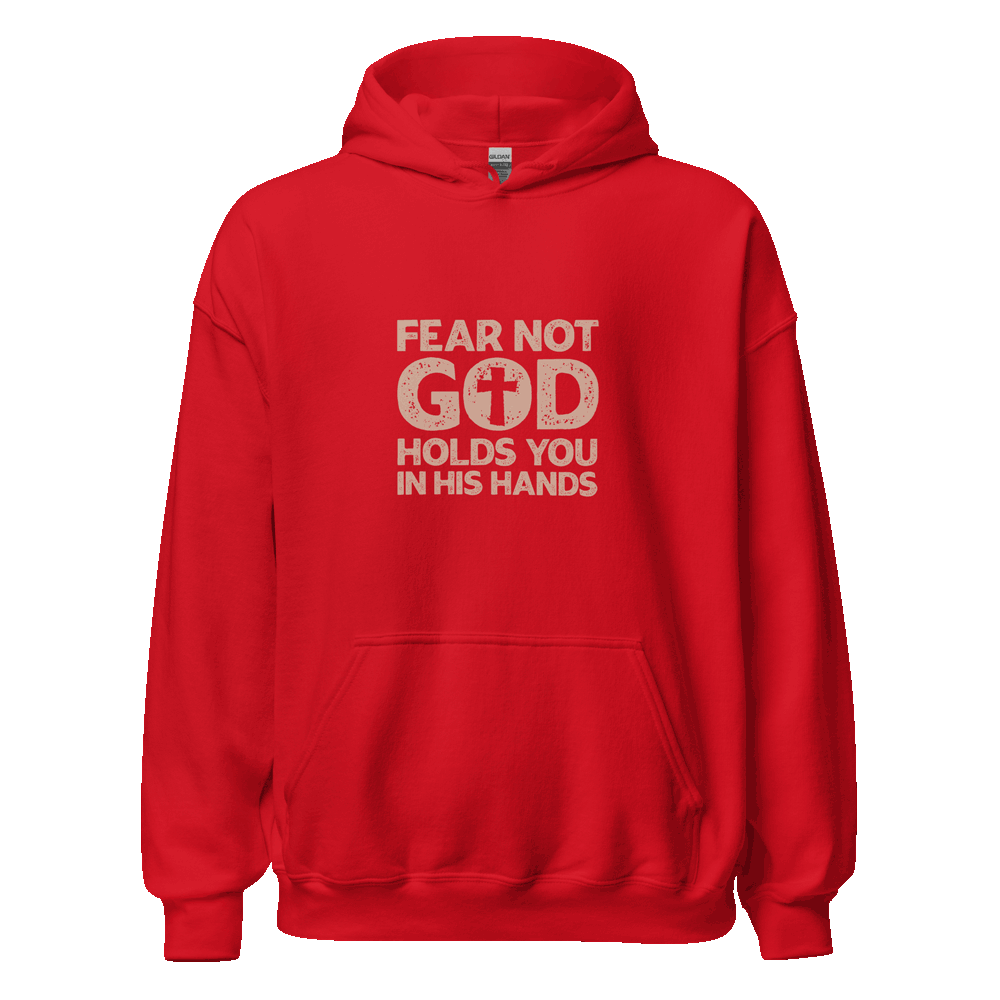 Unisex Isaiah 41:10 Hoodie with inspirational Bible verse 'Do not fear, for I am with you,' in eco-friendly cotton blend for faith-based streetwear.