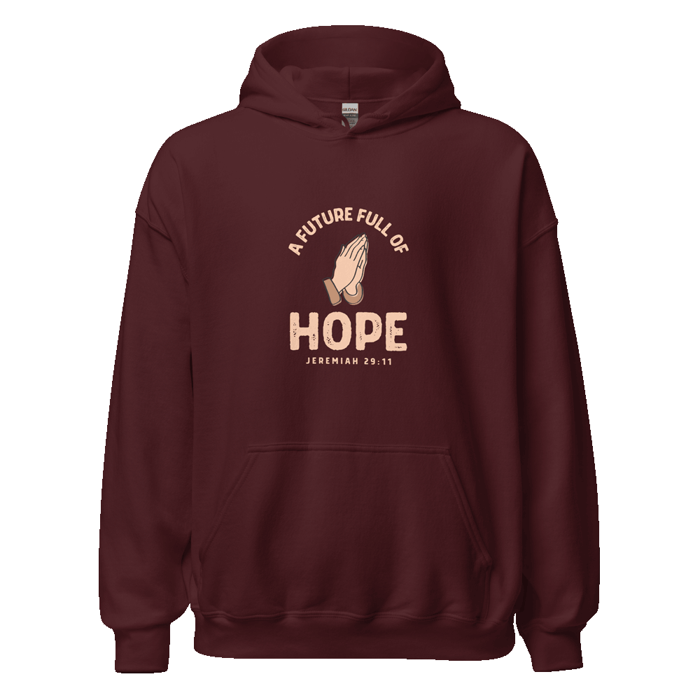 Unisex Jeremiah 29:11 Hoodie with Bible verse 'For I know the plans I have for you,' crafted in eco-friendly cotton blend for faith-based streetwear.