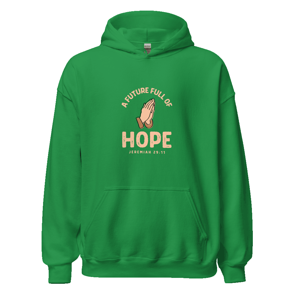 Unisex Jeremiah 29:11 Hoodie with Bible verse 'For I know the plans I have for you,' crafted in eco-friendly cotton blend for faith-based streetwear.