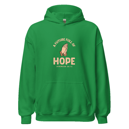 Unisex Jeremiah 29:11 Hoodie with Bible verse 'For I know the plans I have for you,' crafted in eco-friendly cotton blend for faith-based streetwear.