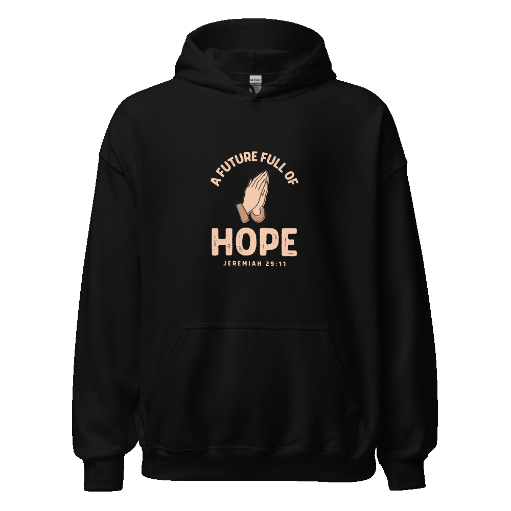 Unisex Jeremiah 29:11 Hoodie with Bible verse 'For I know the plans I have for you,' crafted in eco-friendly cotton blend for faith-based streetwear.