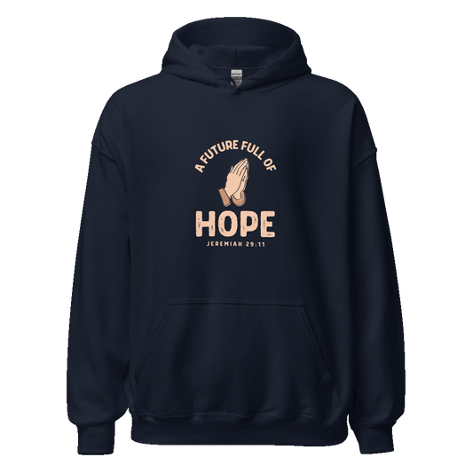 Unisex Jeremiah 29:11 Hoodie with Bible verse 'For I know the plans I have for you,' crafted in eco-friendly cotton blend for faith-based streetwear.