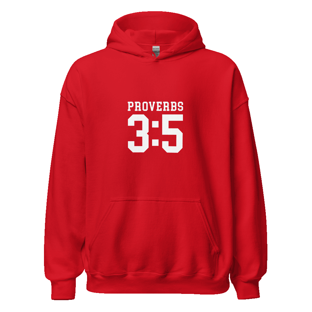 Unisex Proverbs 3:5 Hoodie with 'Trust in the Lord with all your heart' verse, in eco-friendly cotton blend for faith-inspired streetwear.