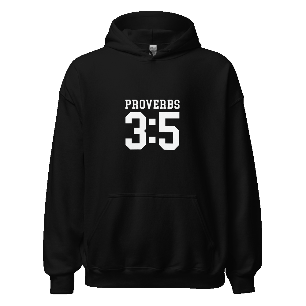 Unisex Proverbs 3:5 Hoodie with 'Trust in the Lord with all your heart' verse, in eco-friendly cotton blend for faith-inspired streetwear.