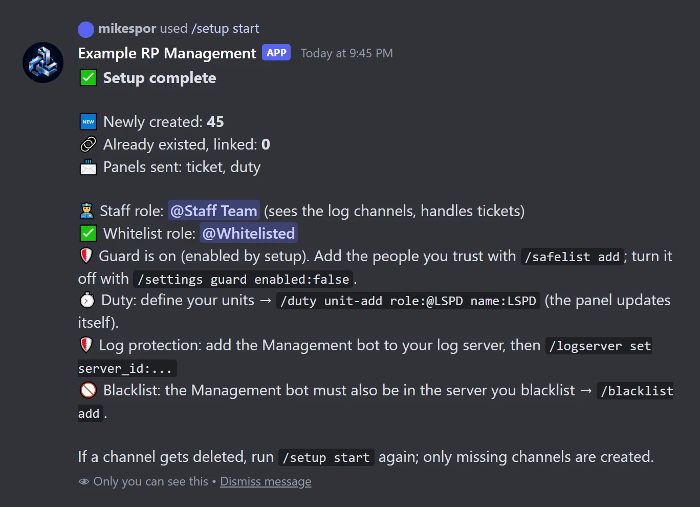 One-command setup