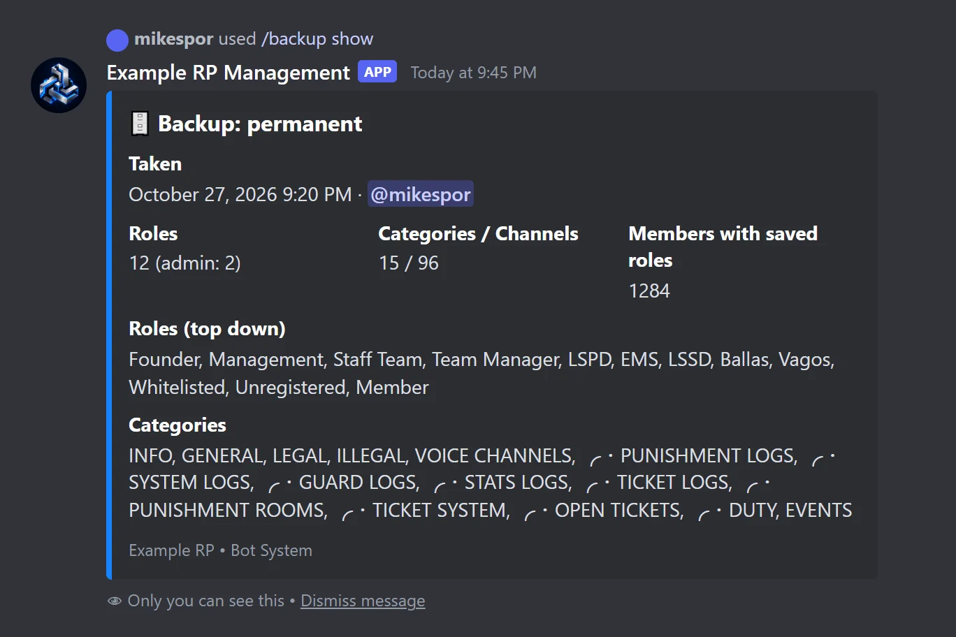 Automatic and permanent backups