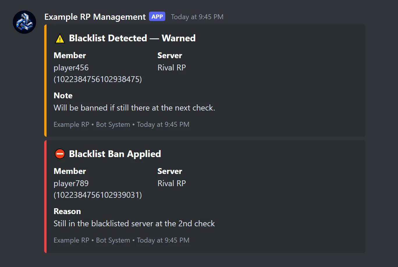 Blacklisted servers